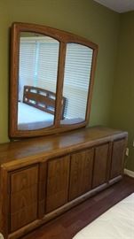 Oak Dresser With Mirrors