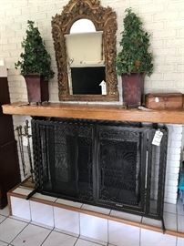 fireplace screens, tools & assorted topiary