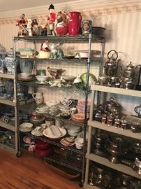 Assorted designer dishes, Majolica pottery, Pottery Barn