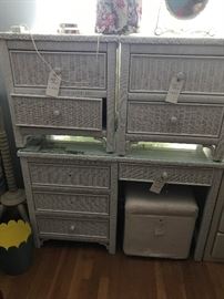 Wicker nightstands & Desk