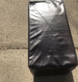 Brown leather storage ottoman 