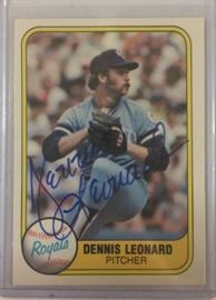 Signed 1981 Fleer Dennis Leonard Baseball Card Kan ...