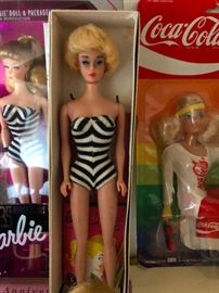 1958 ORIGINAL blonde bubble cut Barbie in original box and original bathing suit