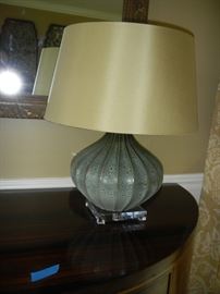 green reactive ceramic & acrylic lamp
