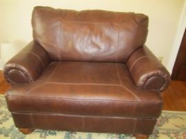 BROWN CHAIR AND OTTOMAN