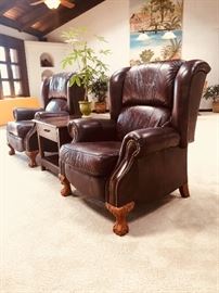 Brown leather chairs