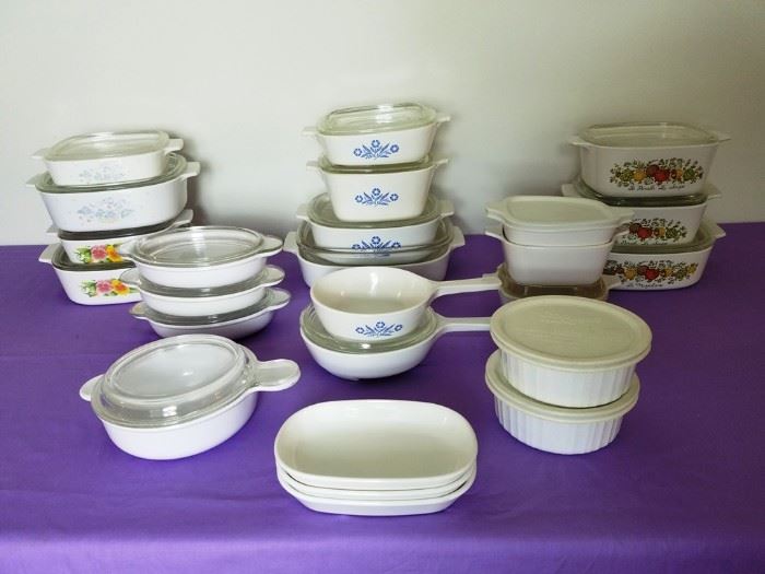 25 Piece Corning Ware:  http://www.ctonlineauctions.com/detail.asp?id=763686