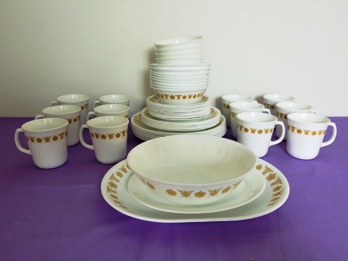52 Piece Butterfly Gold Corelle Dishes: http://www.ctonlineauctions.com/detail.asp?id=763687