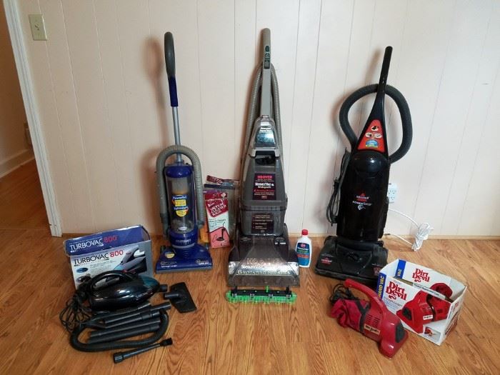 5 Vacuums, Hoover, Bissell, Eureka, Dirt Devil: http://www.ctonlineauctions.com/detail.asp?id=763739