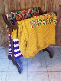 Pine Quilt Rack, Three Homemade Afghans http://www.ctonlineauctions.com/detail.asp?id=764152