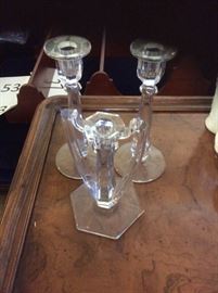 3 candle holders glass
