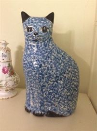 Blue ceramic cat