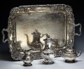 Gorham Sterling Silver Modernic Coffee Set & Tray