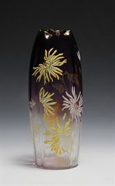 Enameled Moser Purple Pink Flowers Vase