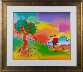 Peter Max Quiet Lake Acrylic Painting & Drawing