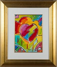 Peter Max Heart Acrylic Painting & Profile Drawing