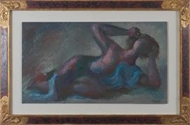 Alfonso Vila Shum Oil on Board Abstract Nude Study