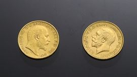 British Gold Half Sovereign Coins 1902 & 1913 (2)