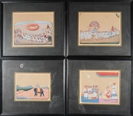 India Tempera on Mica Scenes Sati (4)