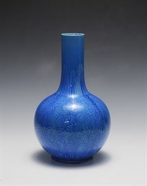 Chinese Blue Glazed Porcelain Vase