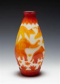 Chinese Peking Glass Vase Elephants & Pandas