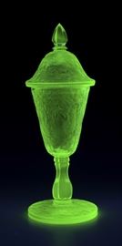 Uranium Glass Etched and Cut Pokal