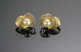 Estate Gold & Pearl Earrings