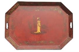 Early 19th Century Tole Coffin Serving Tray
