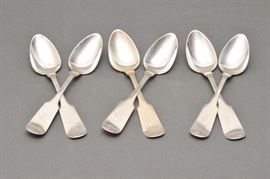 Boston, MA 800 Coin Silver Spoons John H Tyler (6)