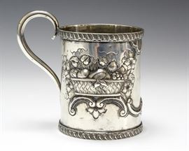 Peter Krider Coin Silver Repousse Cup Kendrick