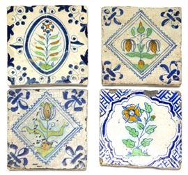 Delft Tile Blue Orange Green Floral Dutch (4)