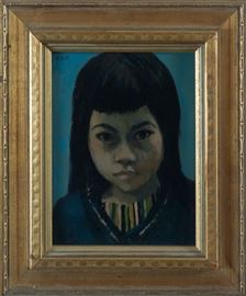 Selma Goldwitz Oil on Masonite Portrait of a Child
