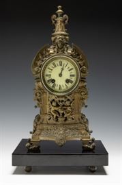 Gustav Becker 19th c Cast Brass Mantle Clock