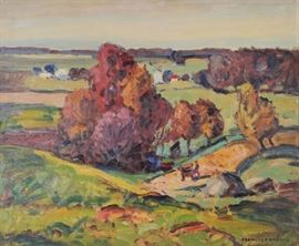 Francis Focer Brown Oil on Board Painting Autumn