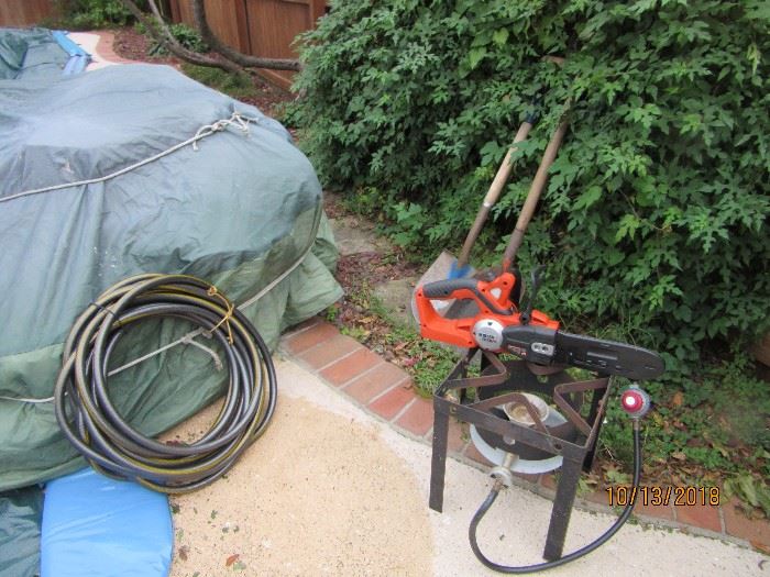 small chainsaw, 50 ft hose and turkey fryer burner only