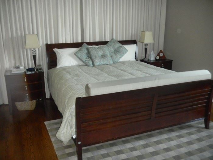 King size bed and nightstands by Ethan Allen.  NO mattress or boxspring