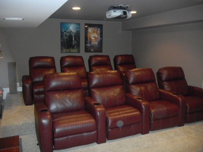 home theater seating.  Full recline. Front row are electric recline, back row are "manual" recline.  Perfect condition.