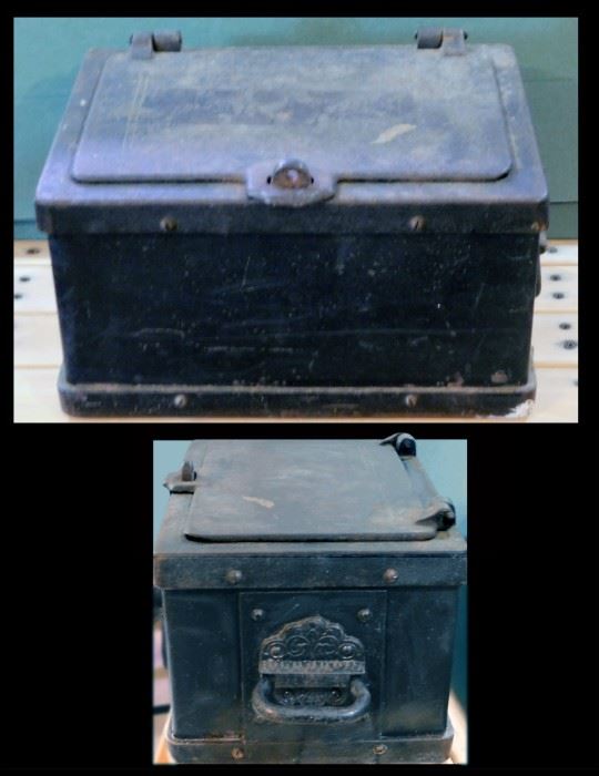  Late 19th Century Railroad or Stagecoach Cast Iron Strong Box.