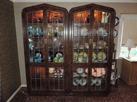 Fine LEADED DOOR FRONT Curio Cabinets - shown together ... sold by the piece. 