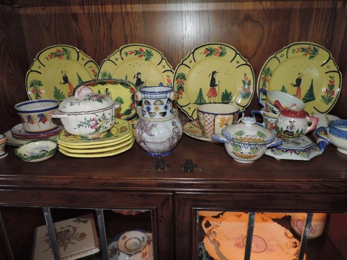 4th Shelf  - right curio - QUIMPER AND FRENCH ITEMS