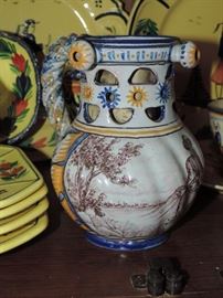 detail of French Antique Puzzle Jug 