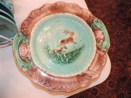 Stag and Dog Majolica Plate 