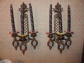 Fine Porcelain Inset Candle-Sconces 