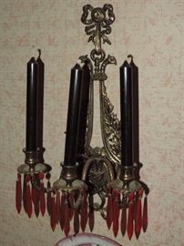one of a PAIR of Candle Sconces - "lyre" pattern 