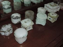 Milk Glass Dresser Boxes 