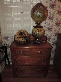 GWTW Lamp (old) - walnut bachelors chest 