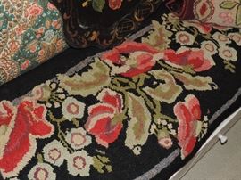 Hooked "half-round" rug 