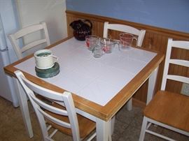 NATURAL & WHITE DINETTE SET & MISC.
