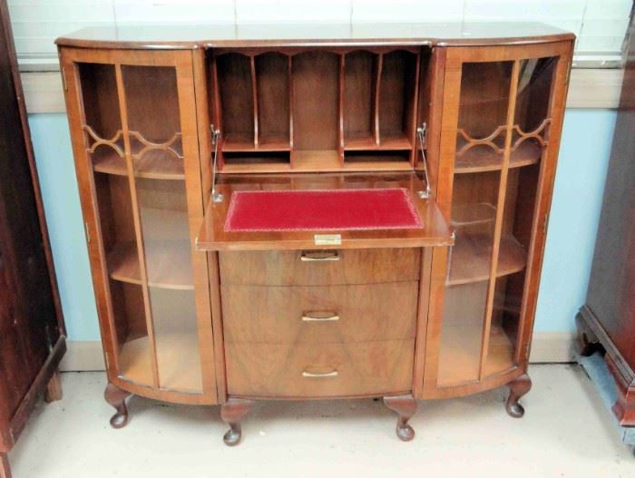 Vintage Secretary w/Curio Cabinet