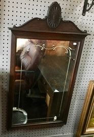 Antique Mahogany Etched Mirror